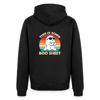 Halloween Pisse Zeichenfläche 1 Kopie 6 - Unisex Premium Bio Zip Hoodie - Schwarz - Hinten - Nico (187cm)