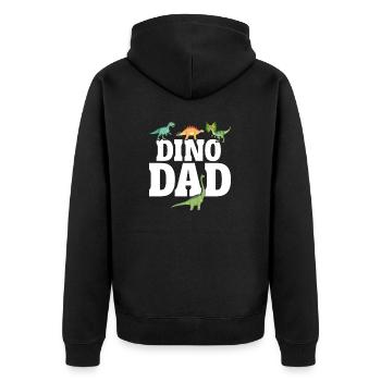 Dino Papa Lustiger Vater Sohn Dinosaurier Dadsaurus Papa - Unisex Premium Bio Zip Hoodie - Schwarz - Hinten - Nico (187cm)