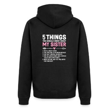 5 choses que vous devez savoir sur My Sister Funny - Veste à capuche bio Premium Unisexe - noir - Dos - Nico (187cm)