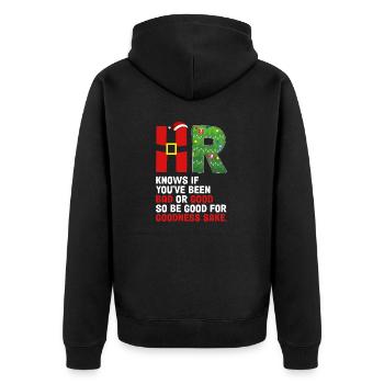 Lustige Weihnachtsfeier HR weiß, ob Sie schlecht waren - Unisex Premium Bio Zip Hoodie - Schwarz - Hinten - Nico (187cm)