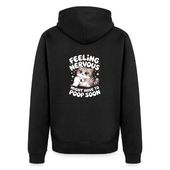 Feeling Nervous Kawaii Cat IBS Warrior Poop Humor - Unisex Premium Organic Zip Hoodie - black - Back - Nico (187cm)