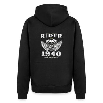 Cavalier depuis 1940 - 85 ans de routes ouvertes et - Veste à capuche bio Premium Unisexe - noir - Dos - Nico (187cm)