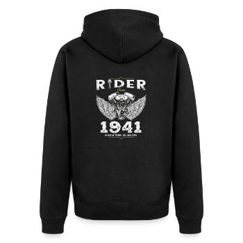 Cycliste depuis 1941 - 84 ans de routes ouvertes et - Veste à capuche bio Premium Unisexe - noir - Dos - Nico (187cm)