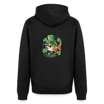 St. Patrick's Day with fish and shamrocks - Unisex Premium Organic Zip Hoodie - black - Back - Nico (187cm)