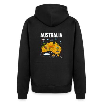 Lustig Australien Ayers Rock Aboriginal Australier - Unisex Premium Bio Zip Hoodie - Schwarz - Hinten - Nico (187cm)