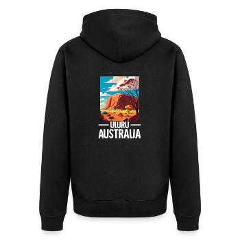 Uluru Australien Ayers Rock Landmark Lustig - Unisex Premium Bio Zip Hoodie - Schwarz - Hinten - Nico (187cm)