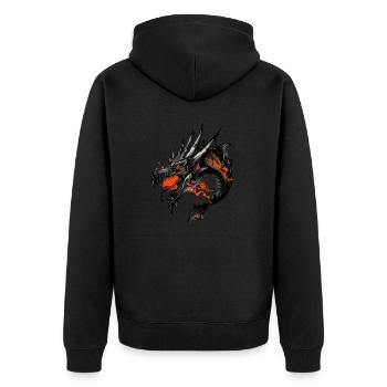 Drache - Unisex Premium Bio Zip Hoodie - Schwarz - Hinten - Nico (187cm)