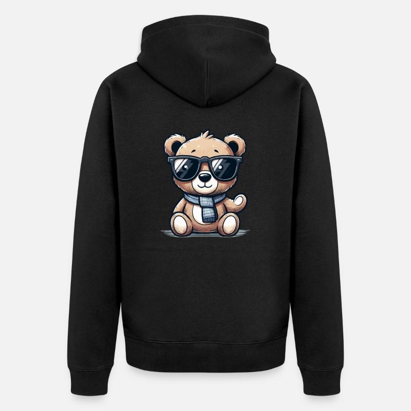 teddybär sonnenbrille - Unisex Premium Bio Zip Hoodie - Schwarz