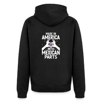 Made In America Mit mexikanischen Teilen Lustig Amerikanisch - Unisex Premium Bio Zip Hoodie - Schwarz - Hinten - Nico (187cm)