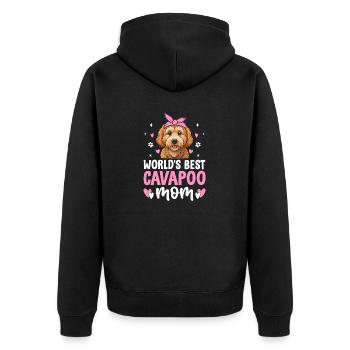 Cavapoo Mom Appreciation Cavadoodle Funny Pet Dog - Unisex Premium Organic Zip Hoodie - black - Back - Nico (187cm)