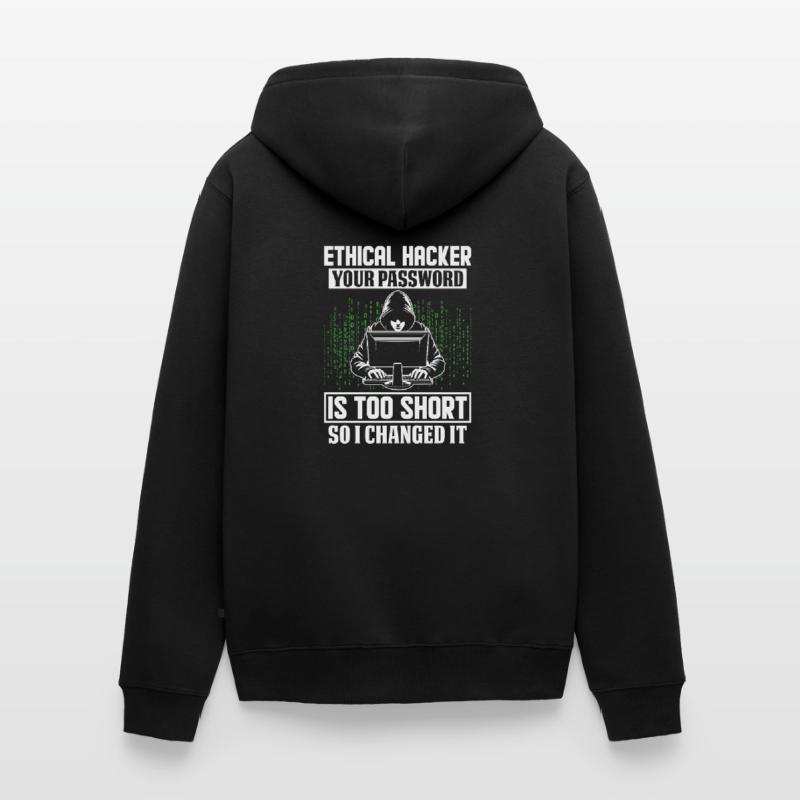 Hacker éthique Cyber Security Code Cracker Drôle Veste à capuche bio Premium Unisexe