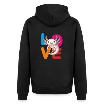 AMOUR AXOLOTL.png - Veste à capuche bio Premium Unisexe - noir - Dos - Nico (187cm)