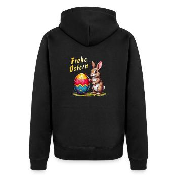 EASTER BUNNY Happy Easter Egg - Unisex Premium Organic Zip Hoodie - black - Back - Nico (187cm)