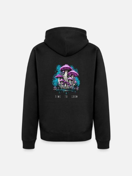 Pilze time to grow - Unisex Premium Bio Zip Hoodie - Schwarz