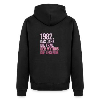 1982 Jahr Frau Mythos Legende Geburtstag - Unisex Premium Bio Zip Hoodie - Schwarz - Hinten - Nico (187cm)