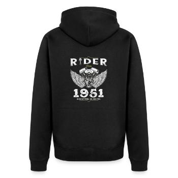 Cycliste depuis 1951 - 74 ans de routes ouvertes et - Veste à capuche bio Premium Unisexe - noir - Dos - Nico (187cm)