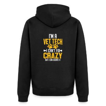 Ich kann den verrückten lustigen Tierarzt für Tierpflege nicht reparieren - Unisex Premium Bio Zip Hoodie - Schwarz - Hinten - Nico (187cm)