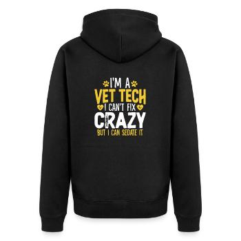 Ich kann den verrückten Tierarzt nicht reparieren Lustiger Tierarzt - Unisex Premium Bio Zip Hoodie - Schwarz - Hinten - Nico (187cm)