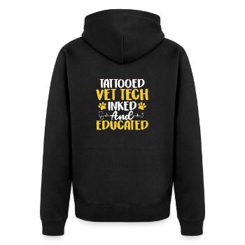 Inked And Educated Funny Veterinary Medicine Vet - Unisex Premium Organic Zip Hoodie - black - Back - Nico (187cm)