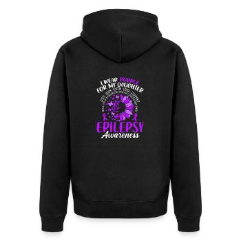 Je porte du violet pour ma fille Ruban violet - Veste à capuche bio Premium Unisexe - noir - Dos - Nico (187cm)