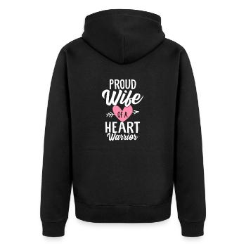Proud Wife Of A Heart Warrior Cardiology Wife - Unisex Premium Organic Zip Hoodie - black - Back - Nico (187cm)
