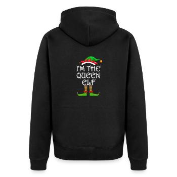 I'm The Queen Elf Shirt Matching Family Christmas - Unisex Premium Bio Zip Hoodie - Schwarz - Hinten - Nico (187cm)