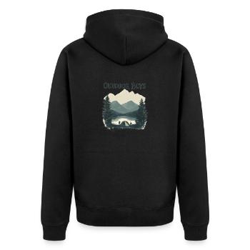 Natur Outdoor Boys, Scout, Pfadfinder, Abenteuer - Unisex Premium Bio Zip Hoodie - Schwarz - Hinten - Nico (187cm)