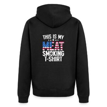Das ist mein Fleisch Räuchern Grillen Amerikanische Flagge - Unisex Premium Bio Zip Hoodie - Schwarz - Hinten - Nico (187cm)