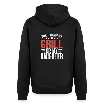 Dont Touch My Grill Funny BBQ Grilling Dad - Unisex Premium Organic Zip Hoodie - black - Back - Nico (187cm)