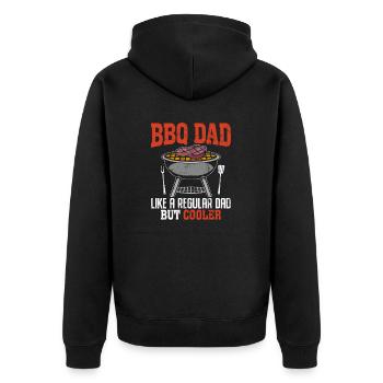 BBQ Papa Pitmaster Fleisch Räuchern Lustig Papa Grillen - Unisex Premium Bio Zip Hoodie - Schwarz - Hinten - Nico (187cm)
