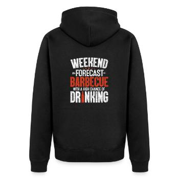 Wochenendvorhersage BBQ Smoker Lustiges Trinken - Unisex Premium Bio Zip Hoodie - Schwarz - Hinten - Nico (187cm)