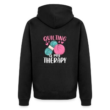 Quilten ist meine Therapie Handstick-Hobbyist - Unisex Premium Bio Zip Hoodie - Schwarz - Hinten - Nico (187cm)