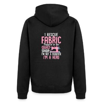 Je sauve le tissu piégé dans la boutique de courtepointe drôle - Veste à capuche bio Premium Unisexe - noir - Dos - Nico (187cm)