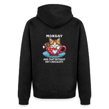 CAT MUG MONDAY AND THAT WITHOUT HOT CHOCOLATE - Unisex Premium Organic Zip Hoodie - black - Back - Nico (187cm)