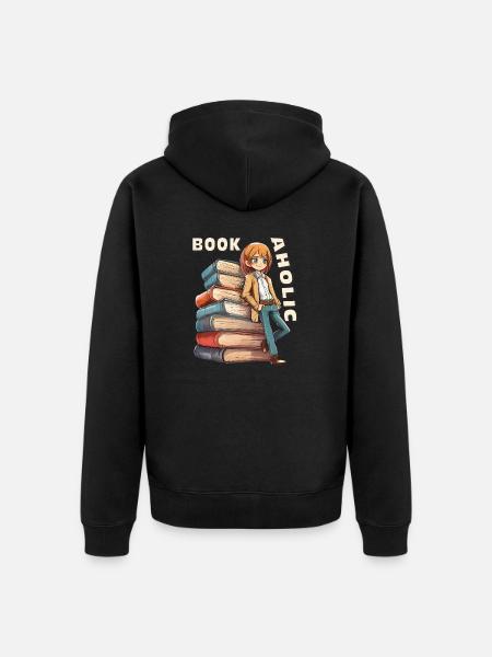 BÜCHER BOOKAHOLIC - Unisex Premium Bio Zip Hoodie - Schwarz