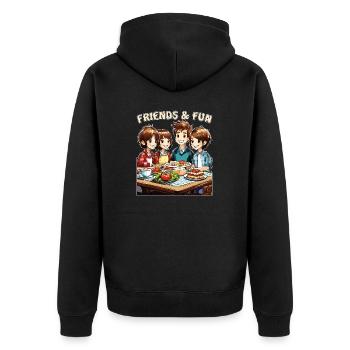 FREUNDE FRIENDS & FUN - Unisex Premium Organic Zip Hoodie - black - Back - Nico (187cm)