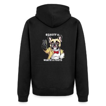 LA BEAUTÉ DU SMARTPHONE POUR CHIEN VAUT UNE PHOTO - Veste à capuche bio Premium Unisexe - noir - Dos - Nico (187cm)