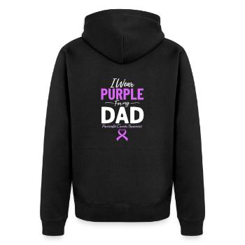 Bauchspeicheldrüsenkrebs Vater Exokriner Tumor Lila Band - Unisex Premium Bio Zip Hoodie - Schwarz - Hinten - Nico (187cm)