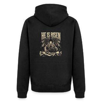 Cthulhu, Er ist auferstanden, Vintage Cthulhu - Unisex Premium Bio Zip Hoodie - Schwarz - Hinten - Nico (187cm)
