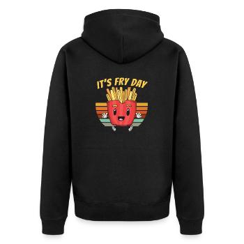 Fry Day Vibes Potato Pun - Funny French Fries - Unisex Premium Organic Zip Hoodie - black - Back - Nico (187cm)