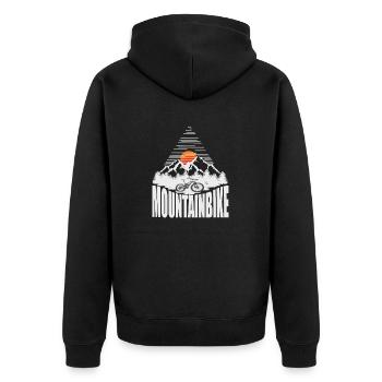Mountainbike - Unisex Premium Bio Zip Hoodie - Schwarz - Hinten - Nico (187cm)