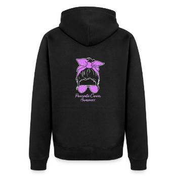 Pancreatic Cancer Awareness Messy Bun Exocrine - Unisex Premium Organic Zip Hoodie - black - Back - Nico (187cm)