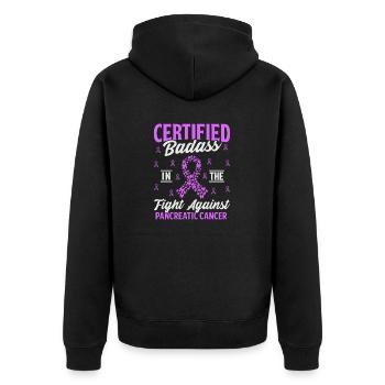Certifié Badass Purple Ribbon Cancer du pancréas - Veste à capuche bio Premium Unisexe - noir - Dos - Nico (187cm)