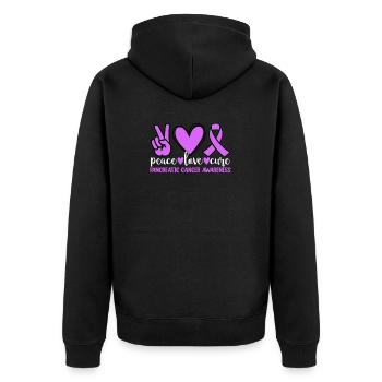 Peace Love Cure Cancer du Pancréas Endocrinien - Veste à capuche bio Premium Unisexe - noir - Dos - Nico (187cm)
