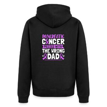 Bauchspeicheldrüsenkrebs Papa Lustiges Lila Band - Unisex Premium Bio Zip Hoodie - Schwarz - Hinten - Nico (187cm)