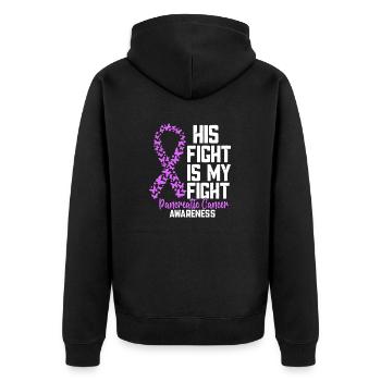 Son combat est mon combat Cancer du pancréas violet - Veste à capuche bio Premium Unisexe - noir - Dos - Nico (187cm)