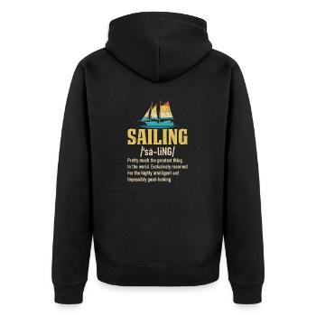 Funny Sailing Sea Captain Retro Sailboat Cruising - Unisex Premium Organic Zip Hoodie - black - Back - Nico (187cm)