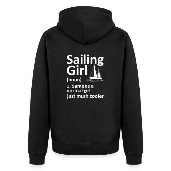 Sailing Girl Funny Definition Sailboat Dinghy - Unisex Premium Organic Zip Hoodie - black - Back - Nico (187cm)