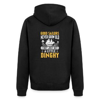 Funny Sailor Dinghy Sailboat Sea Captain Sailing - Unisex Premium Organic Zip Hoodie - black - Back - Nico (187cm)