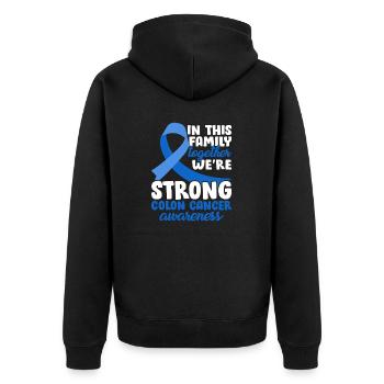 Family Together Blaues Band Kolorektaler Dickdarm - Unisex Premium Bio Zip Hoodie - Schwarz - Hinten - Nico (187cm)